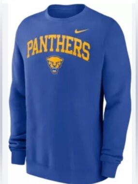 Nike Mens Pitt Panthers Blue Club Fleece Arch Logo Crewneck Medium Collegiate